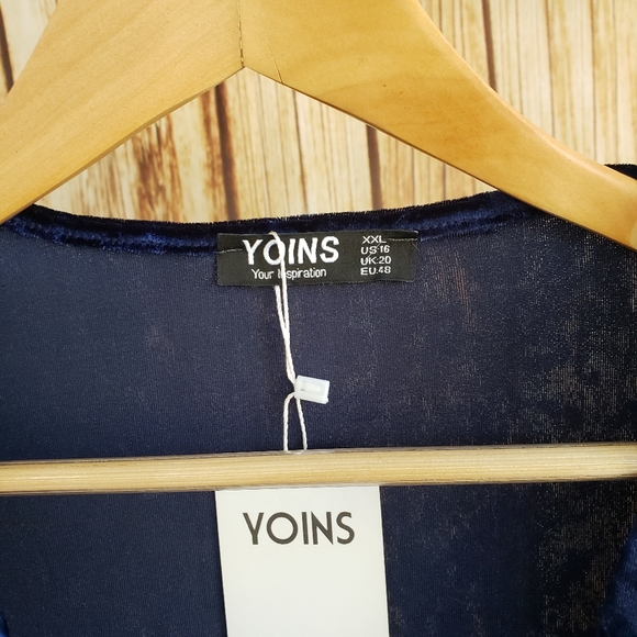 NWT Yoins Blue Velvet Wrap Dress XXL - Picture 5 of 5